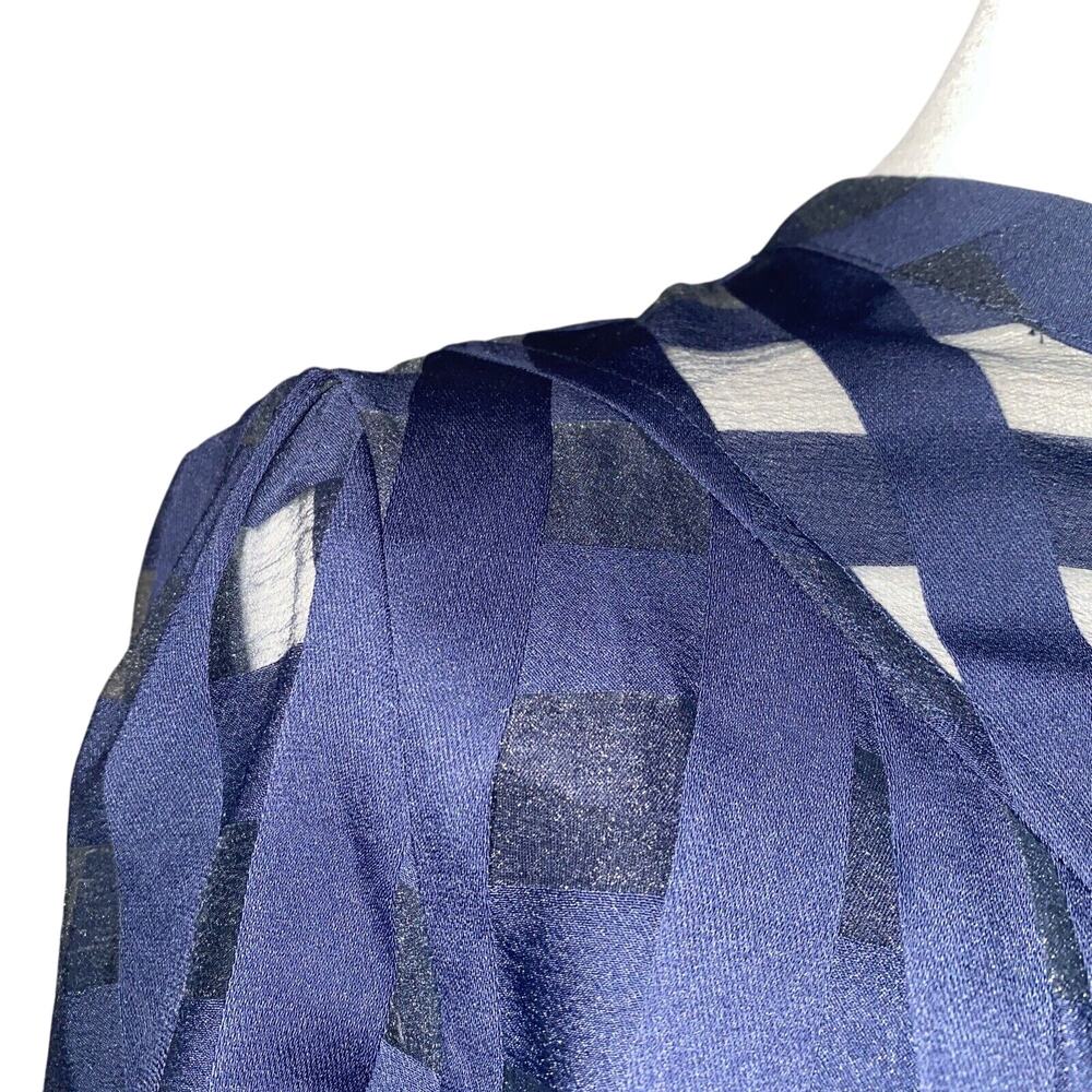 Current Air Anthropologie Blouse SP Short Sleeve Button Up Plaid Sheer Bows - Picture 3 of 16